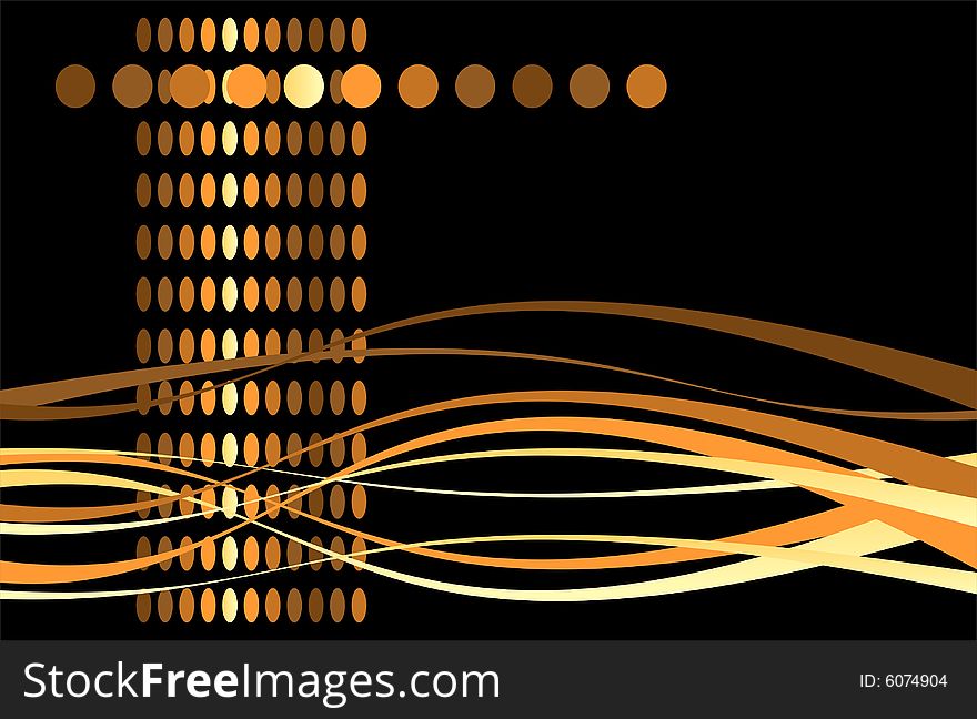 Abstract strips and circles on a black background. Abstract strips and circles on a black background.