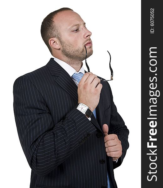 Thinking Businessman With Spectacle