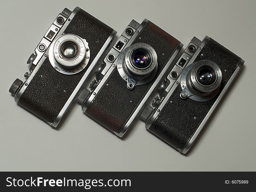 Three old cameras for 35mm film