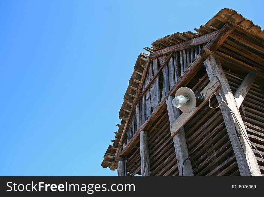 Old wooden granary and sky. Old wooden granary and sky.