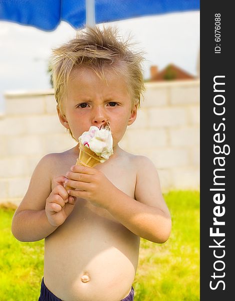 Little Boy Eating Ice-cream