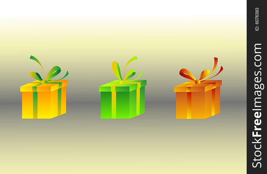 Gifts in the green background. Gifts in the green background