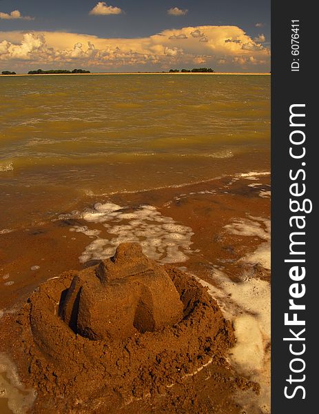 Sand castle at Jackson Lake in the summer heat.