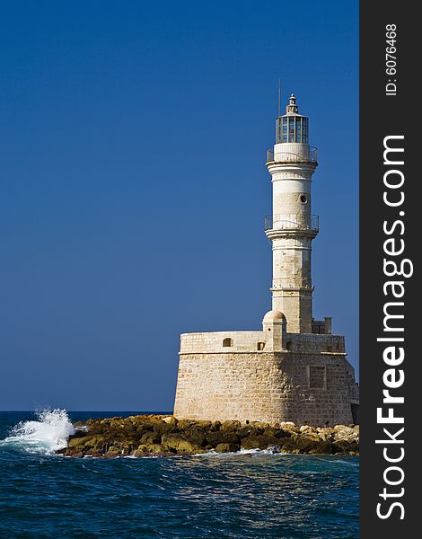 Lighthouse at Chania, taken at a sunny day