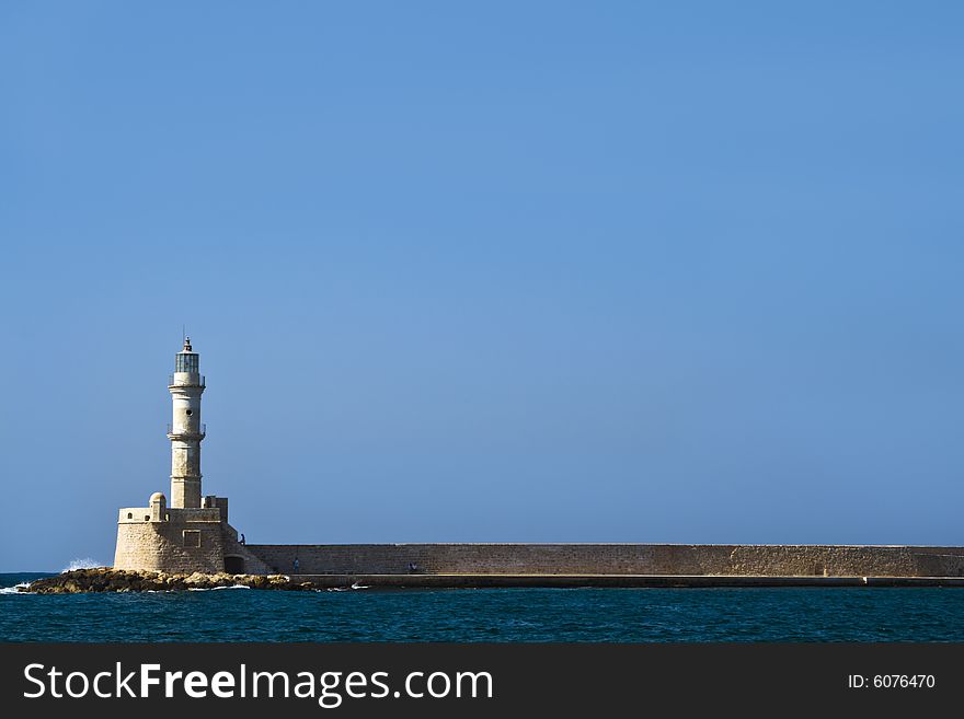 Lighthouse at Chania, taken at a sunny day