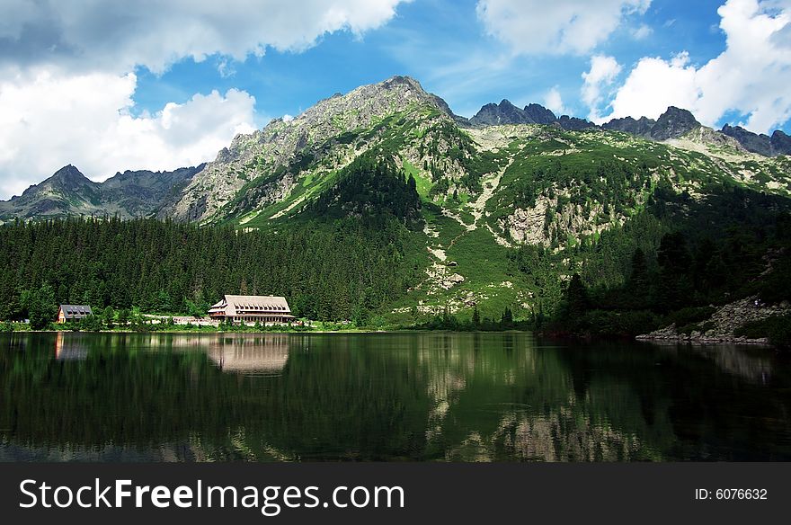 Slovak Lake, a natural lake,  
slovak mountains