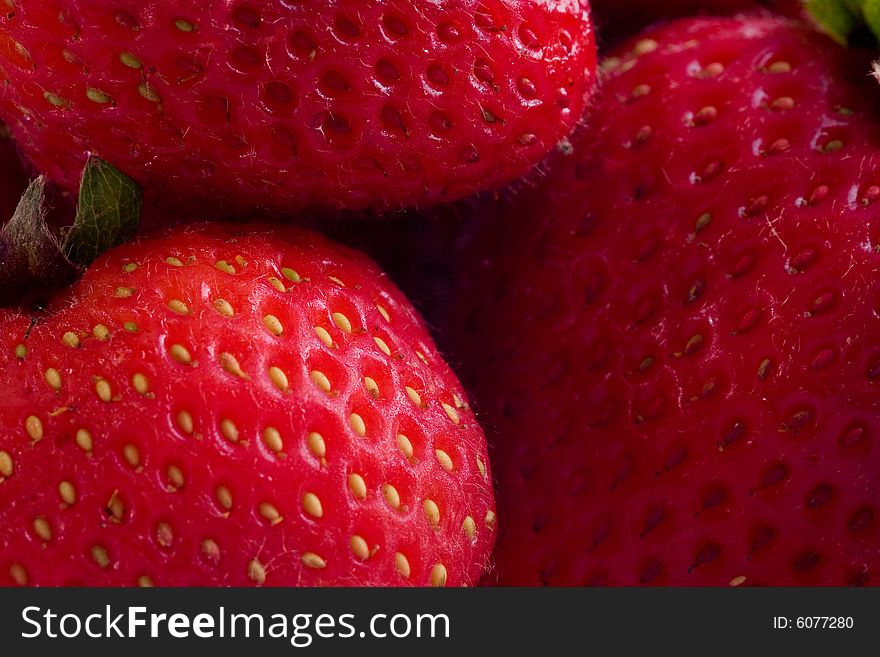 Strawberries in a macro close up image. Strawberries in a macro close up image.