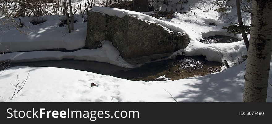 Winter River In The Rockies