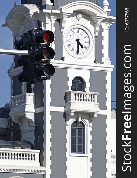 Clock Tower and the traffic lights.