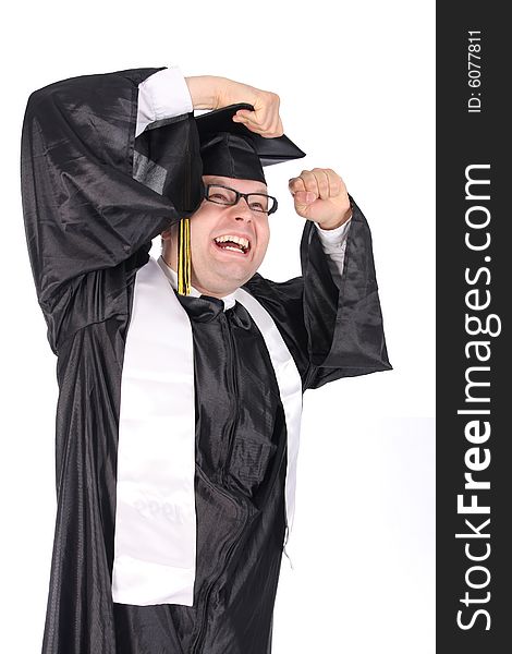 Happy student on the ending of his education process (graduation)