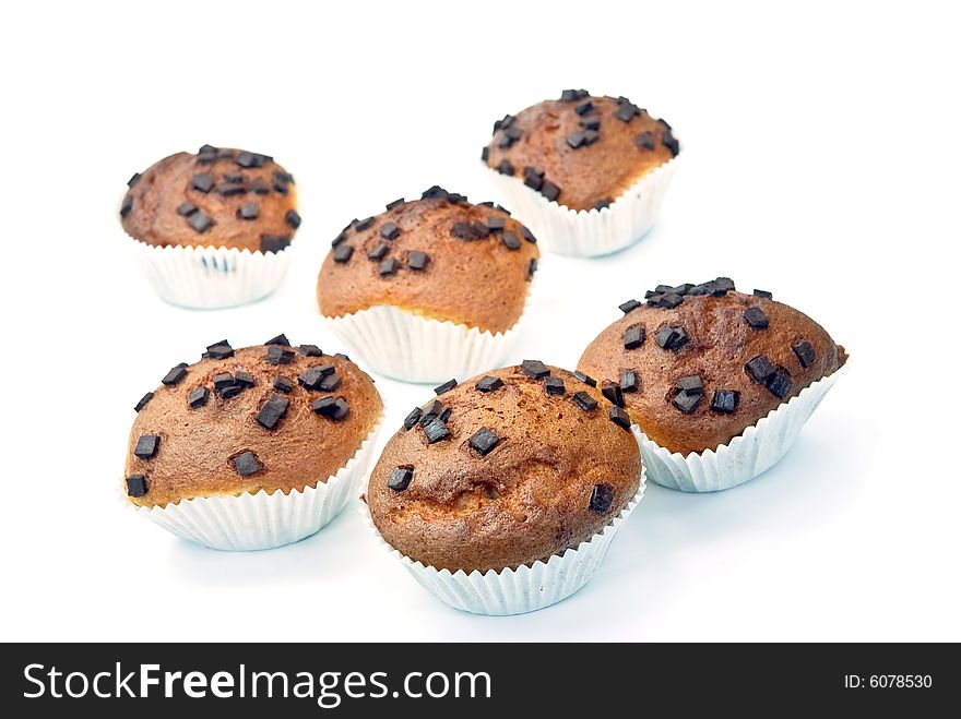 Chocolate Muffins With Decoration - Isolated