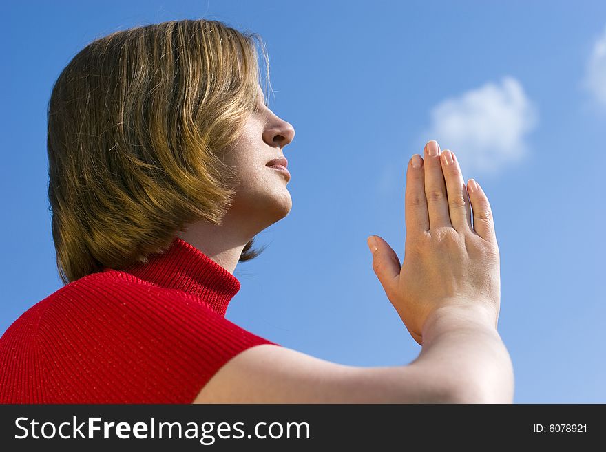 Potrait of young woman in meditation time