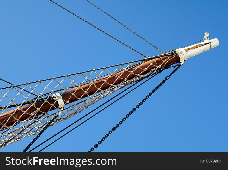 Detail of tall ship at the harbour