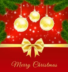 Christmas Greeting Card With Golden Balls Royalty Free Stock Photography Christmas Greeting Card With Golden Balls Royalty Free Stock Photography