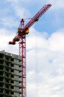 Building Crane Aganist Cloudy Sky And Building Und Stock Photos Building Crane Aganist Cloudy Sky And Building Und Stock Photos