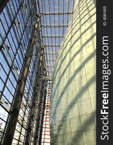 Architecture of modern building, glass surface of building. Architecture of modern building, glass surface of building