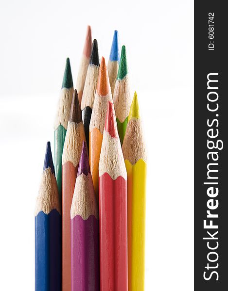 View of a bunch of vibrant color pencils. View of a bunch of vibrant color pencils