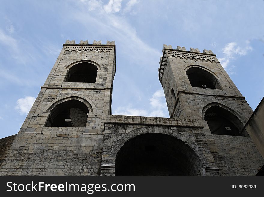 Towers of medieval Genova in Italy