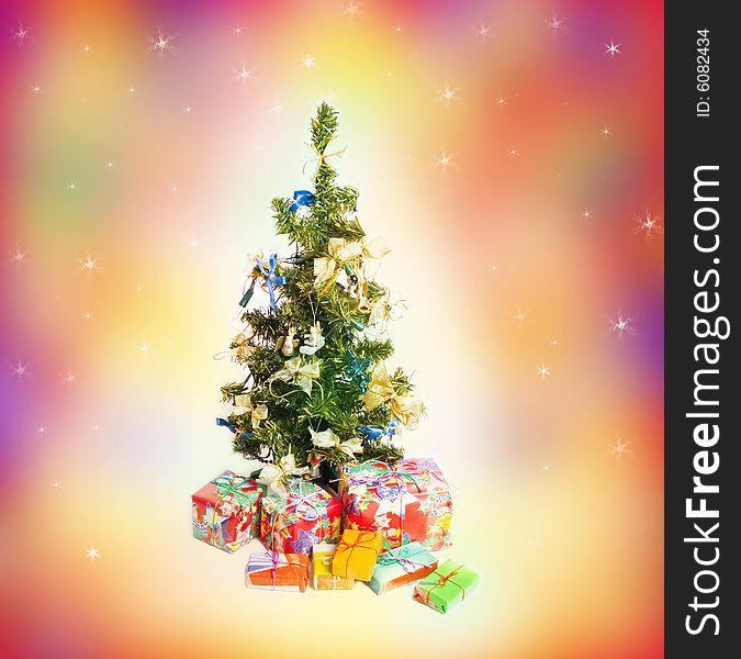 Christmas tree and presents - background. Christmas tree and presents - background