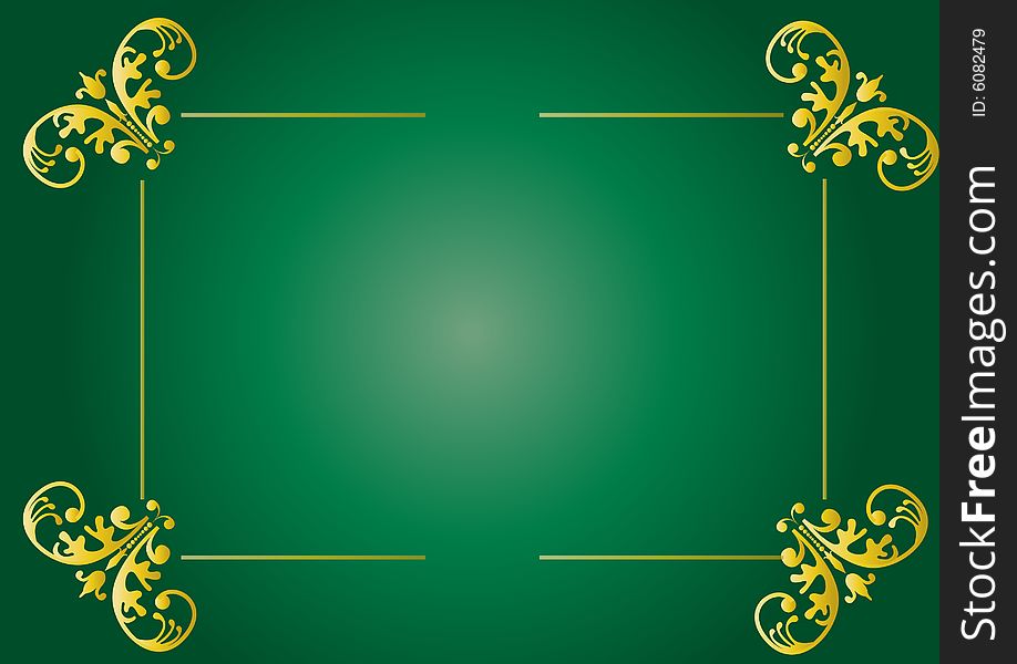 A floral design in a green background