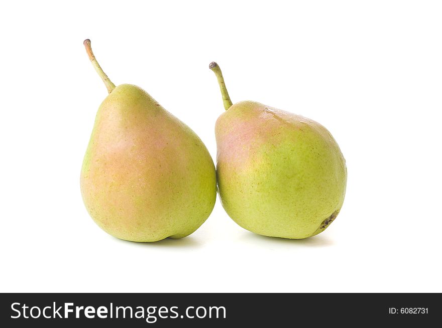 Two pears isolated on a white  background