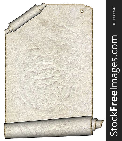 Vintage grunge rolled parchment illustration with ragged borders (natural paper texture)