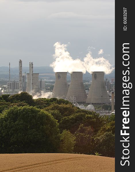 Cooling towers at Grangemouth Refinery