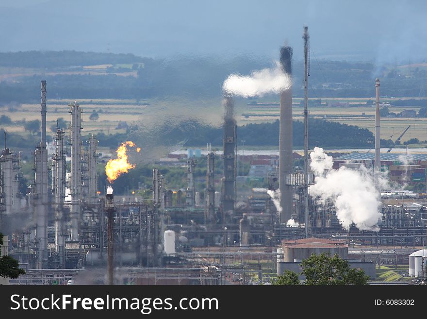 Towers and flares at Grangemouth Refinery