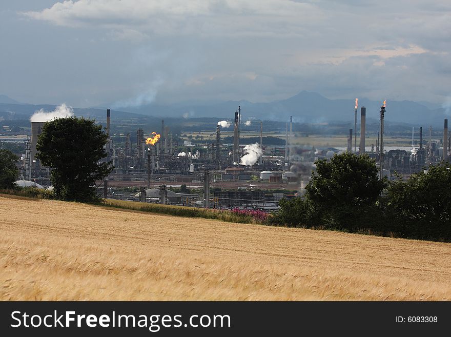 Towers and flares at Grangemouth Refinery