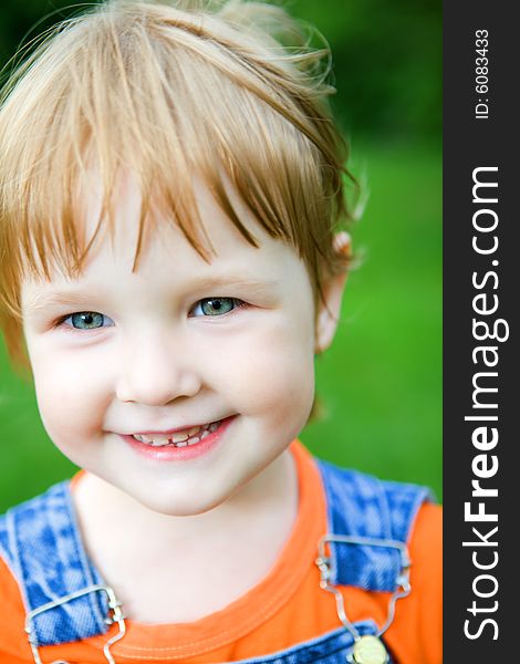 Close up little girl portrait outdoor