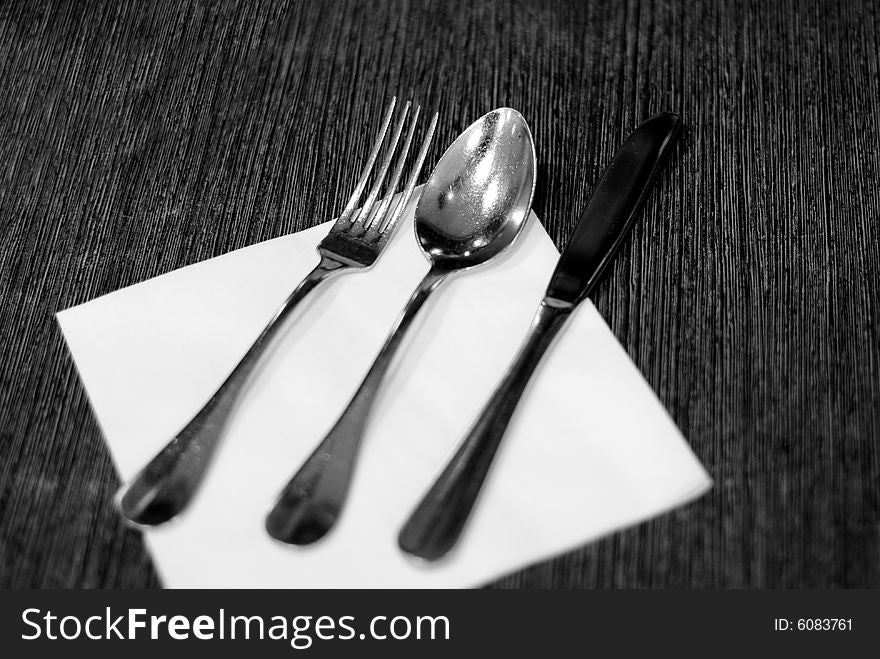 Silver western dishware in a japanese restaurant