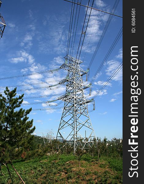 Electricity power pylon stretches into the sky