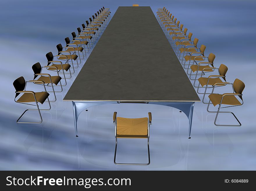 3D illustration of an conference room with reflections. 3D illustration of an conference room with reflections