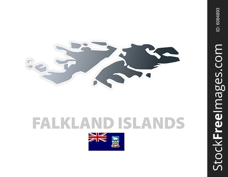 Vector illustration of the map with regions or states and the official flag of Falkland islands. Vector illustration of the map with regions or states and the official flag of Falkland islands.
