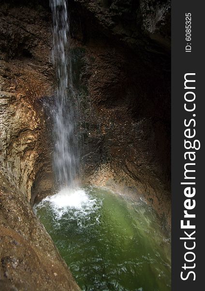 Waterfall, clean water, old wood,Reef