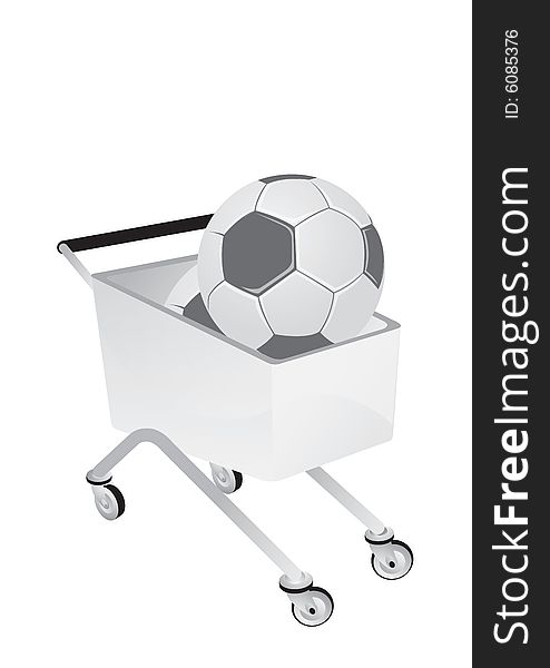 Shopping cart filled in soccer balls, vector. Shopping cart filled in soccer balls, vector