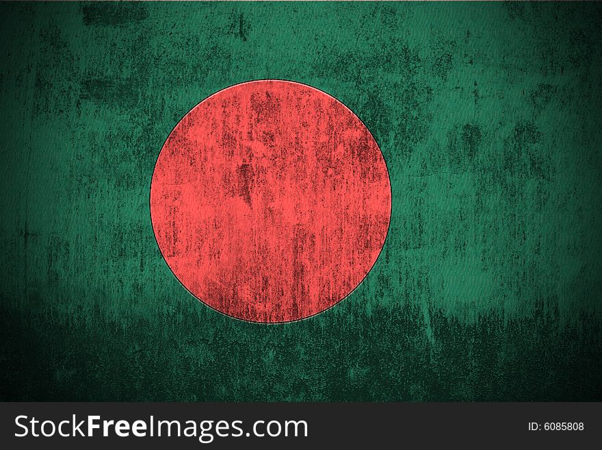 Weathered Flag Of Bangladesh, fabric textured. Weathered Flag Of Bangladesh, fabric textured