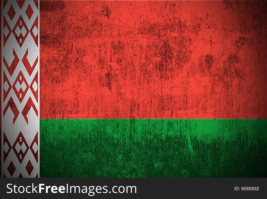 Weathered Flag Of Belarus, fabric textured. Weathered Flag Of Belarus, fabric textured