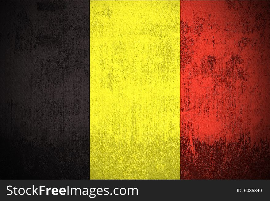 Weathered Flag Of Belgium, fabric textured. Weathered Flag Of Belgium, fabric textured