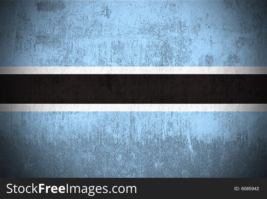 Weathered Flag Of Republic of Botswana, fabric textured. Weathered Flag Of Republic of Botswana, fabric textured