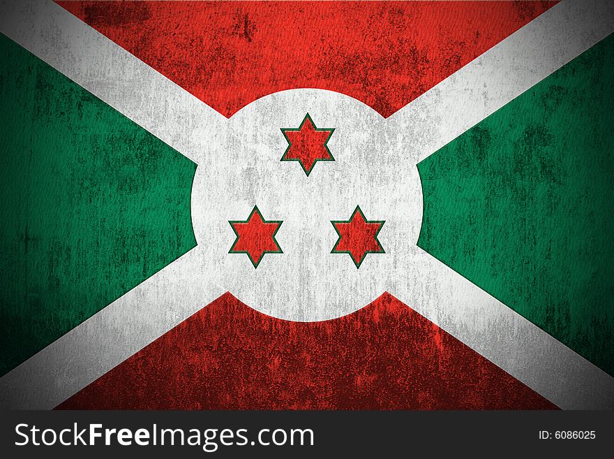 Weathered Flag Of Burundi, fabric textured. Weathered Flag Of Burundi, fabric textured