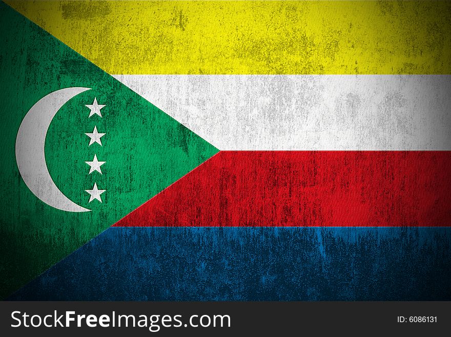 Weathered Flag Of Union of the Comoros, fabric textured. Weathered Flag Of Union of the Comoros, fabric textured