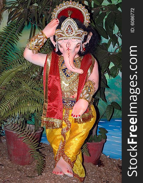 Lord Ganesha in role of krishna
