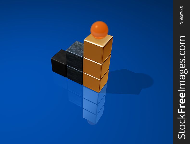 Cubes arranged in ladder - 3d render