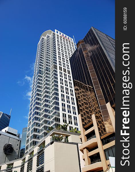 Modern building  on a background of blue sky