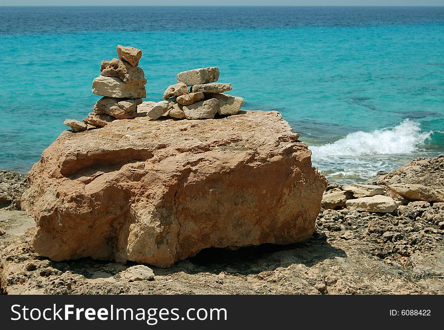 Pile Of Stones On Sea