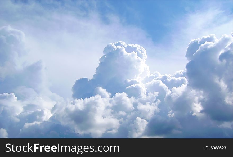 Shot of lue sky with clouds in sunny summer day. Shot of lue sky with clouds in sunny summer day