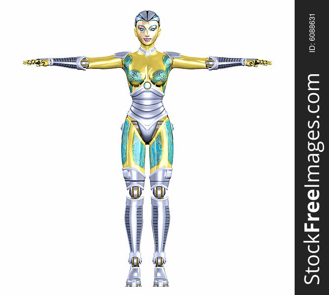 Illustration of a female cyborg, android or robot
