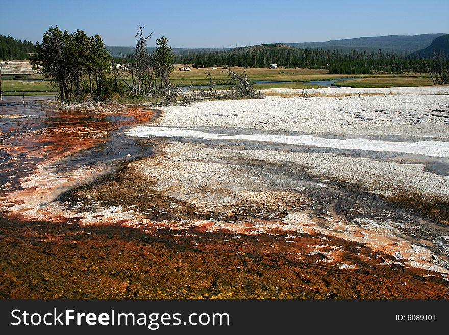 Colored sediments around geysers in Yellowstone national Park. Colored sediments around geysers in Yellowstone national Park