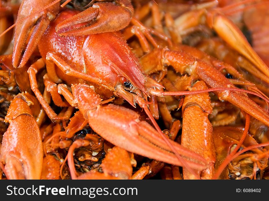 Organic delicious food: fresh boiled red crayfish. Organic delicious food: fresh boiled red crayfish